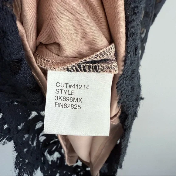 Tadashi Shoji Lace & Tulle Sheath Dress 6 Navy Nude Cocktail Party Wedding Guest - Picture 10 of 15